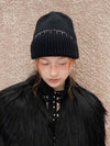 Hand Stiched Knit Beanie Black - BROWN HAT - BALAAN 1