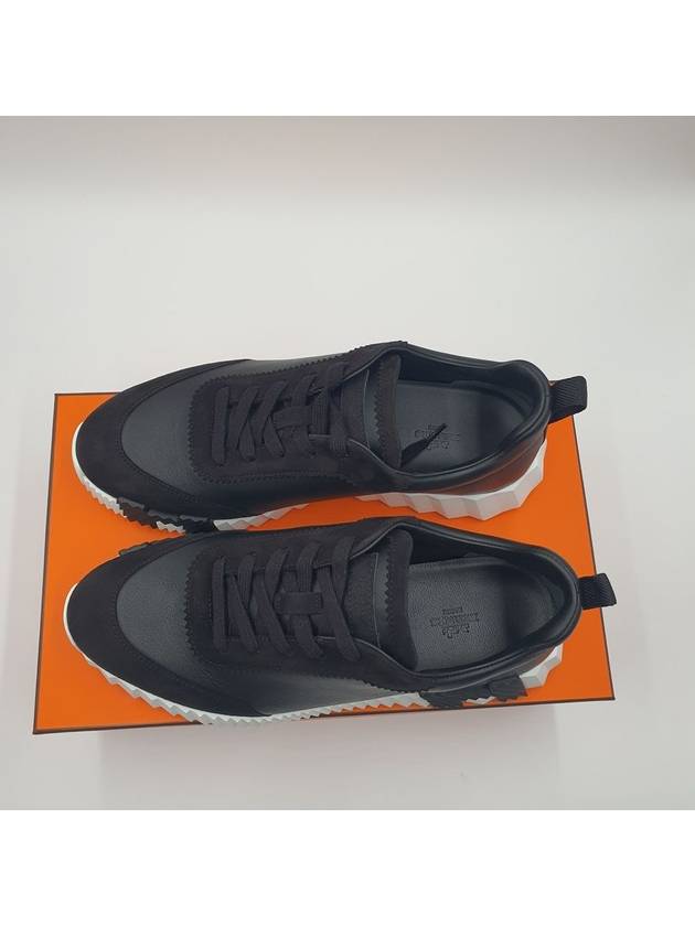 Bouncing Calfskin Suede Goatskin Low Top Sneakers Black - HERMES - BALAAN 8