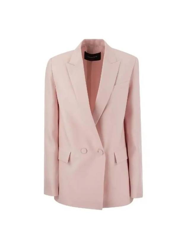 Wool Silk Double Breasted Jacket Pink - FABIANA FILIPPI - BALAAN 2