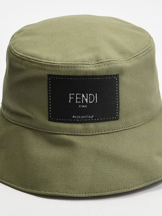 Logo Patch Cotton Bucket Hat Green - FENDI - BALAAN 2