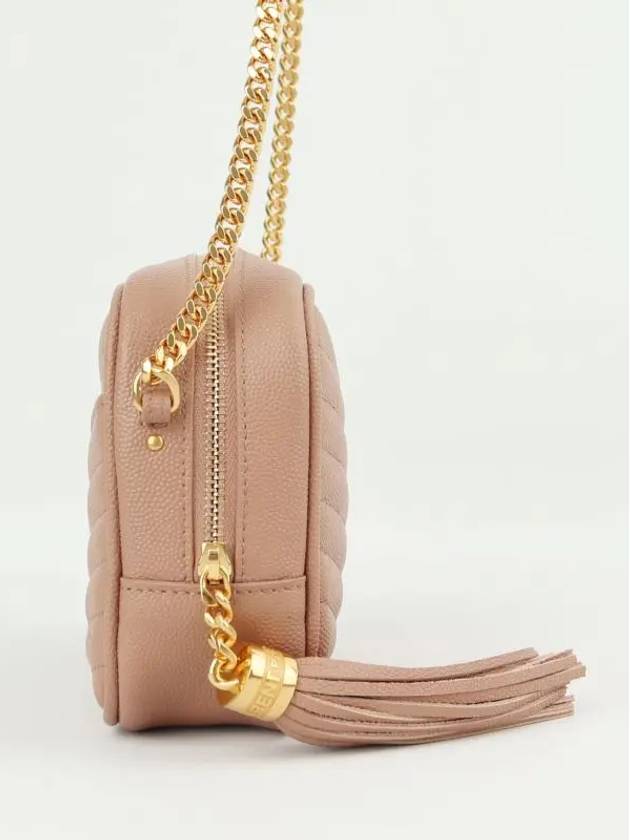 Lulu Mini Quilted Grain Leather Cross Bag Vintage Peach - SAINT LAURENT - BALAAN.