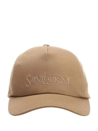 Embroidered Logo Gabardine Weave Cotton Ball Cap Beige - SAINT LAURENT - BALAAN 2