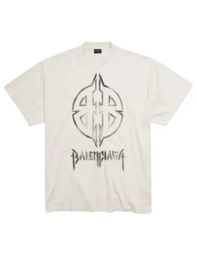 Metal BB Stencil Cotton Short Sleeve T-Shirt White - BALENCIAGA - BALAAN 2