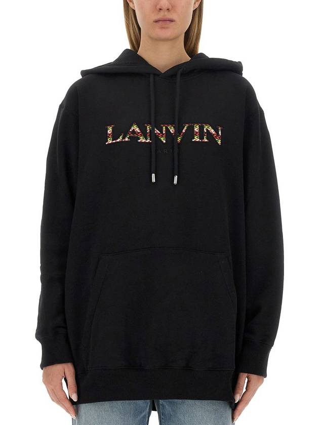 Oversized Embroidered Curb Hoodie Black - LANVIN - BALAAN 2