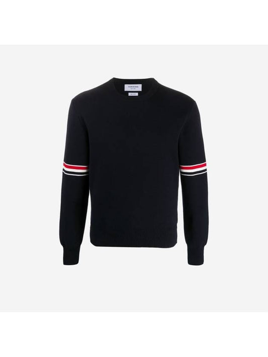 Men's Milan Stitch Armband Crew Neck Knit Top Navy - THOM BROWNE - BALAAN 2