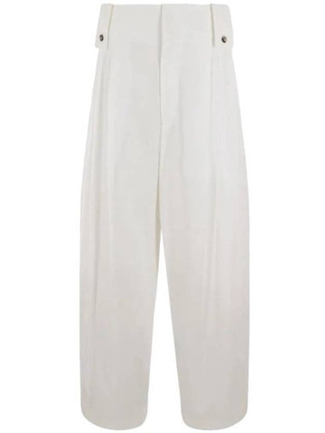 Women's High Waist Pintuck Wide Pants White - BOTTEGA VENETA - BALAAN 1