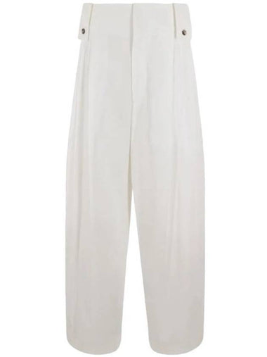 Women's High Waist Pintuck Wide Pants White - BOTTEGA VENETA - BALAAN 1