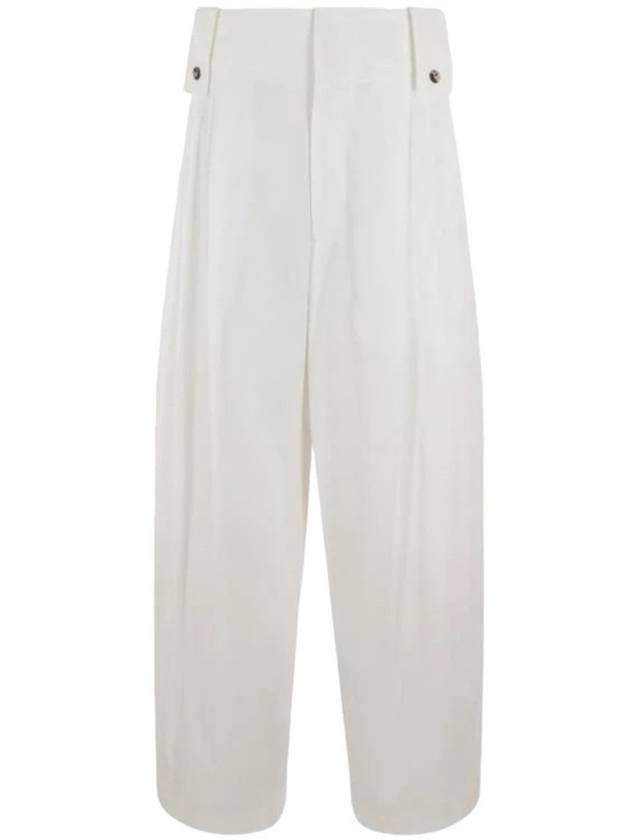 Women's High Waist Pintuck Wide Pants White - BOTTEGA VENETA - BALAAN 1