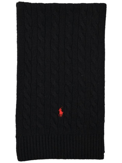 Cable Knit Muffler Black - POLO RALPH LAUREN - BALAAN 2