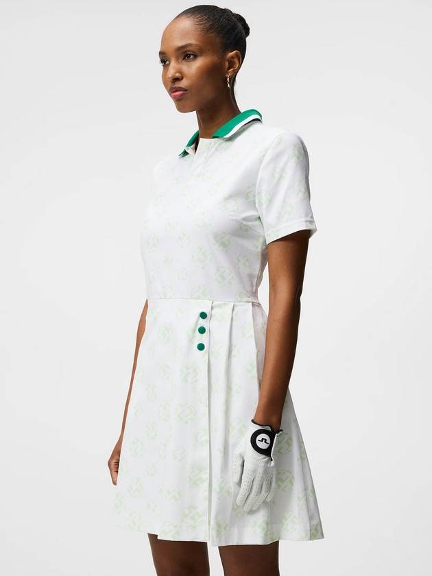 Women's Katherine Mini Dress White Green - J.LINDEBERG - BALAAN 2