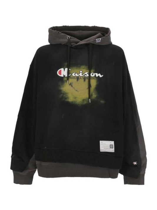 Graphic Print Cotton Hoodie Black - MIHARA YASUHIRO - BALAAN 1