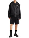 Reversible Cotton Fleece Re-Nylon Zip-up Hoodie Black - PRADA - BALAAN 3