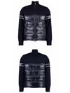 ribbed logo padded wool blend cardigan navy - MONCLER - BALAAN 6