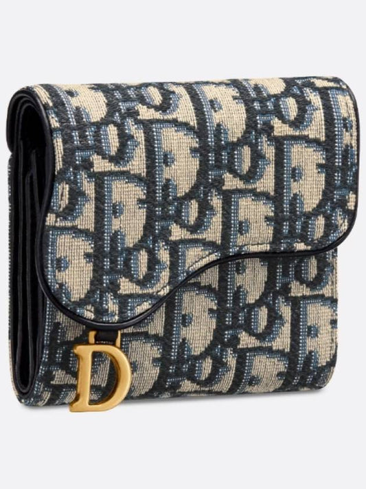 Saddle Lotus Wallet Blue  Oblique Jacquard - DIOR - BALAAN 2