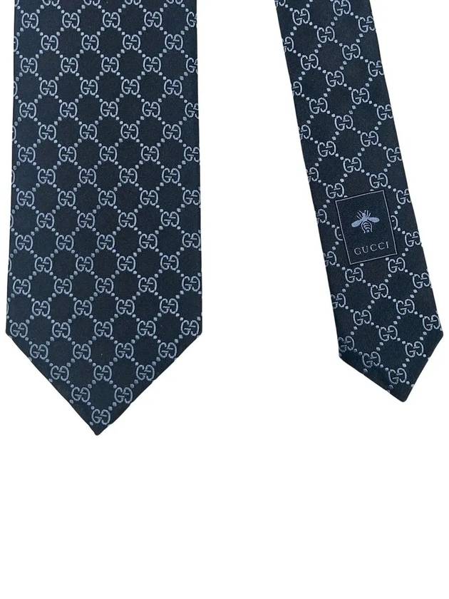 GG logo silk jacquard tie navy - GUCCI - BALAAN 6