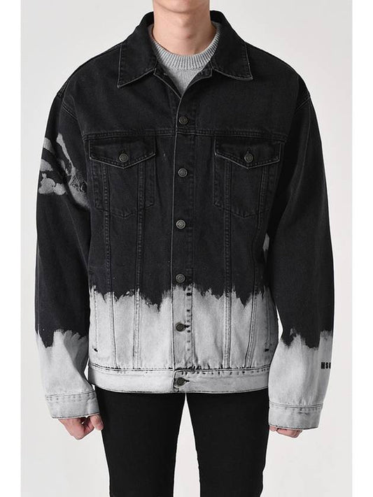 Men's Half Painted Denim Jacket Black - MSGM - BALAAN 2