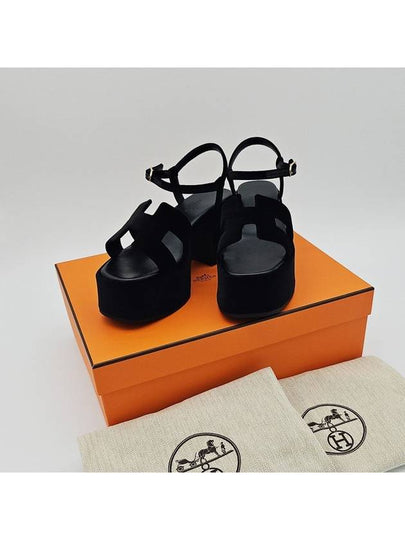 Jam 30 Platform Velvet Sandal Heels Black - HERMES - BALAAN 2