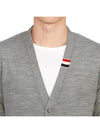 Men's Jersey Stitch V-Neck Cardigan Light Grey - THOM BROWNE - BALAAN 8