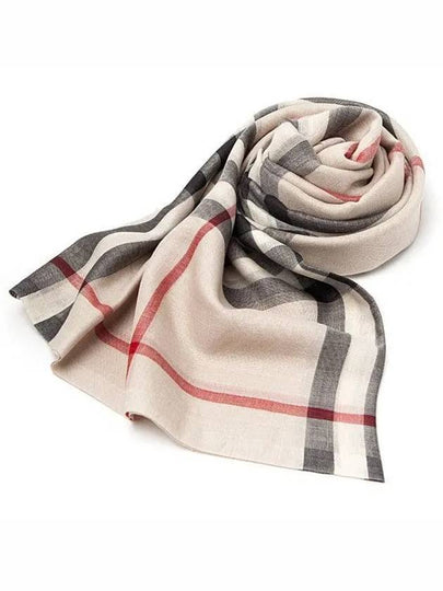 Check Wool Silk Blend Scarf Beige - BURBERRY - BALAAN 2