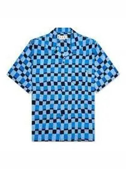 Check Pattern Bowling Short Sleeve Shirt Blue - MARNI - BALAAN 2