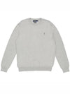 Embroidered Logo Crew Neck Knit Top Grey - POLO RALPH LAUREN - BALAAN 2