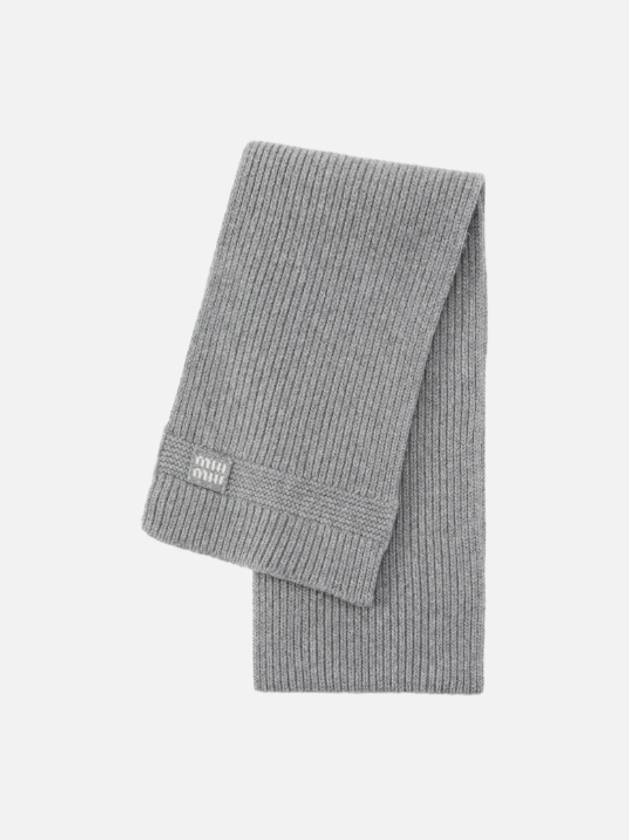 logo muffler scarf gray - MIU MIU - BALAAN 3