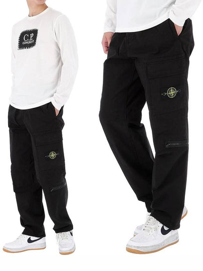 Loose Fit Cargo Straight Pants Black - STONE ISLAND - BALAAN 2