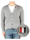 Cable Knitwear Virgin Wool Cardigan Grey - THOM BROWNE - BALAAN 2