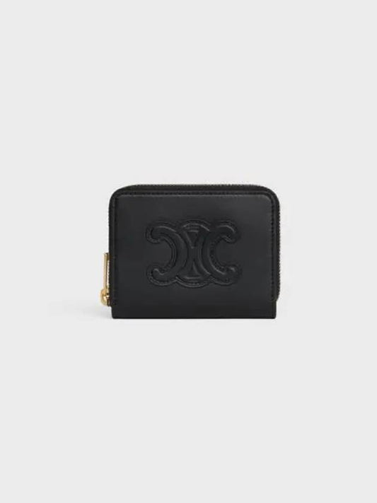 Coeur Triomphe Compact Zipper Wallet Soft Calfskin Black - CELINE - BALAAN 1
