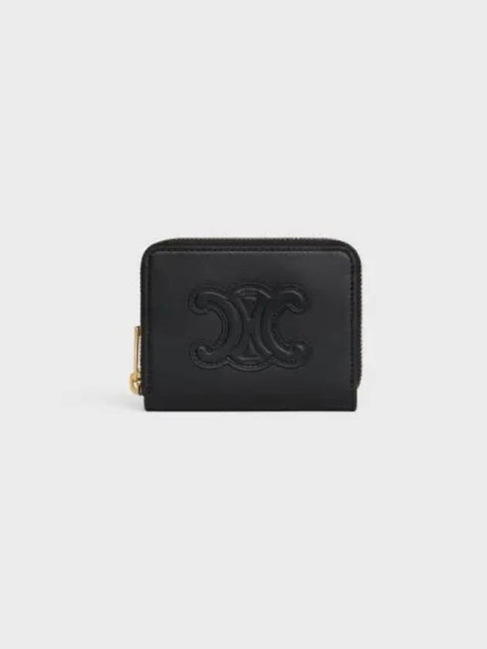 Cuir Triomphe Compact Smooth Calfskin Half Wallet Black - CELINE - BALAAN 2