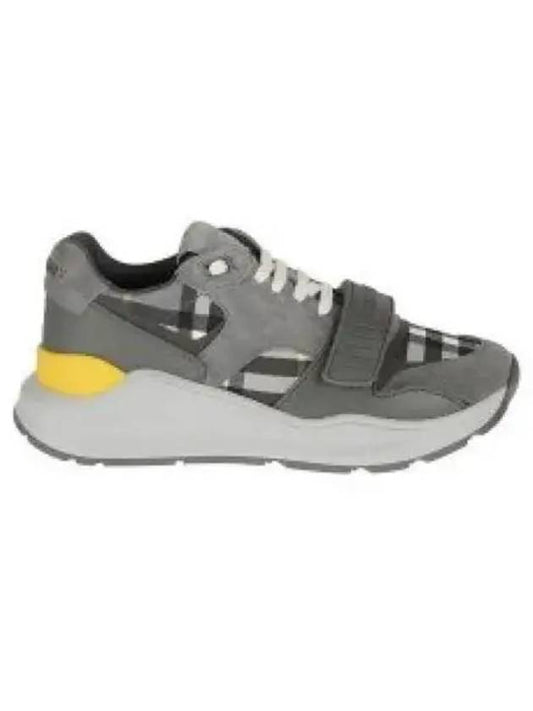 Check Suede Low Top Sneakers Grey - BURBERRY - BALAAN 2