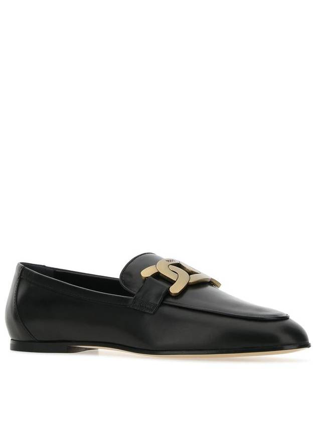 Kate Metal Logo Leather Loafers Black - TOD'S - BALAAN 3