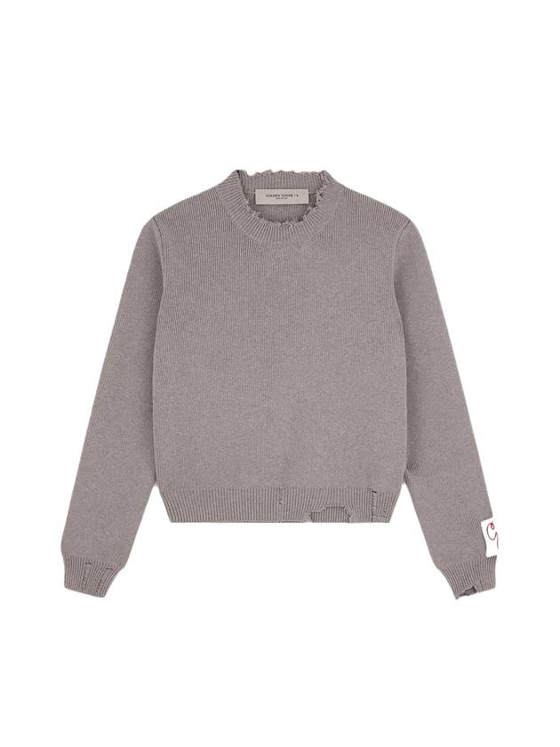 Crew Neck Distressed Knit Top Grey - GOLDEN GOOSE - BALAAN 1