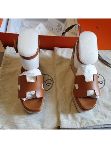 Wedge heel 35 brown original Korean invoice - HERMES - BALAAN 1