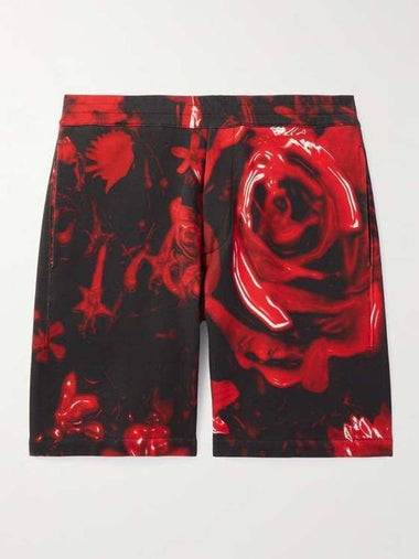 ALEXANDER MCQUEEN JOGGER SHORTS LOOPBACK WAX FLORAL PRINT - ALEXANDER MCQUEEN - BALAAN 1