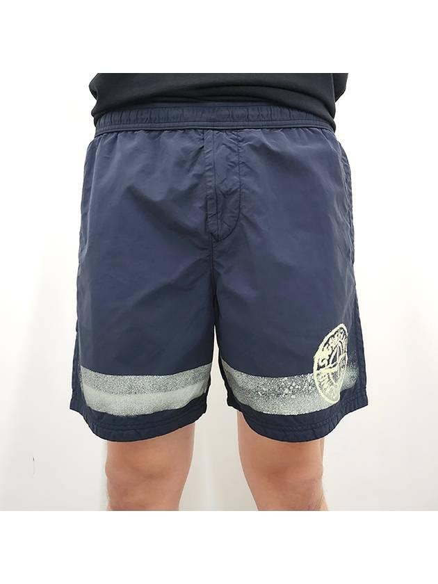 Striped One Print Swim Shorts Navy - STONE ISLAND - BALAAN 3