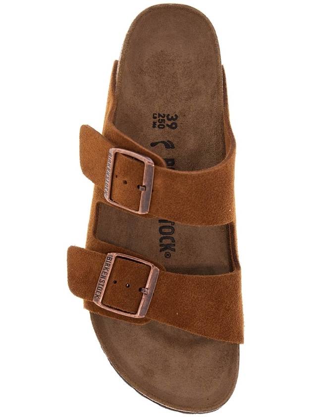 Arizona Suede Leather Flat Slippers Brown - BIRKENSTOCK - BALAAN 3