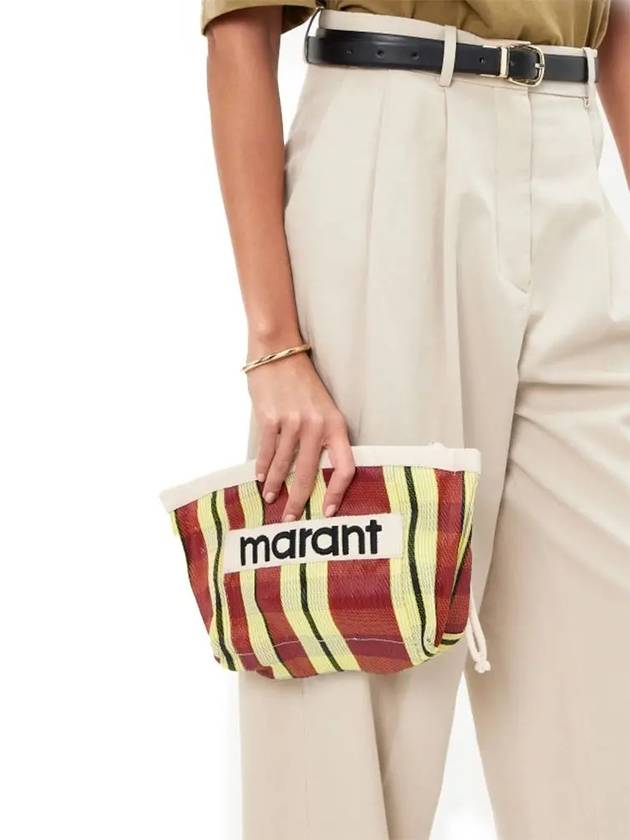 Embroidered Logo Pouch Bag Red Yellow - ISABEL MARANT - BALAAN 3