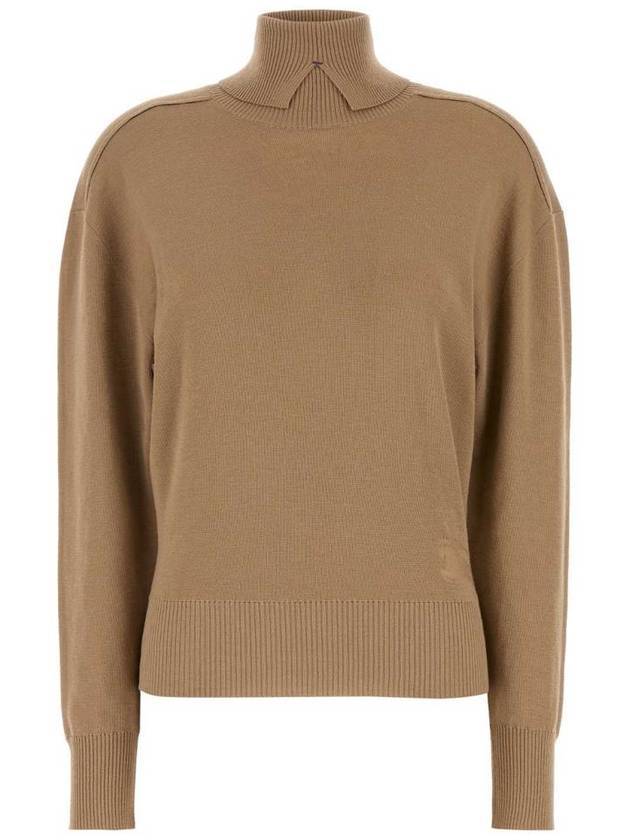 Roll Neck Wool Knit Top Flax - BURBERRY - BALAAN 1