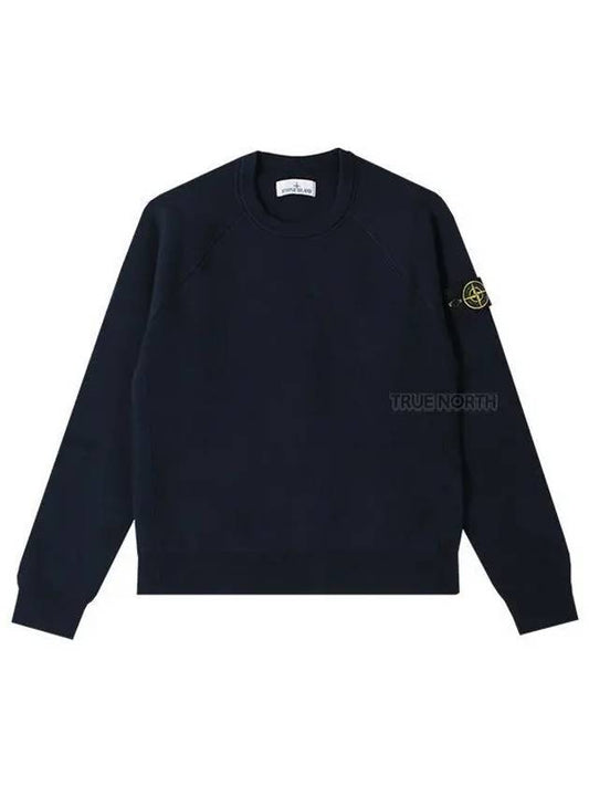 Men's Wappen Patch Crew Neck Knit Top Navy - STONE ISLAND - BALAAN 2