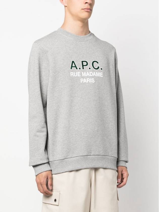 Logo Print Cotton Sweatshirt Heather Grey - A.P.C. - BALAAN 7