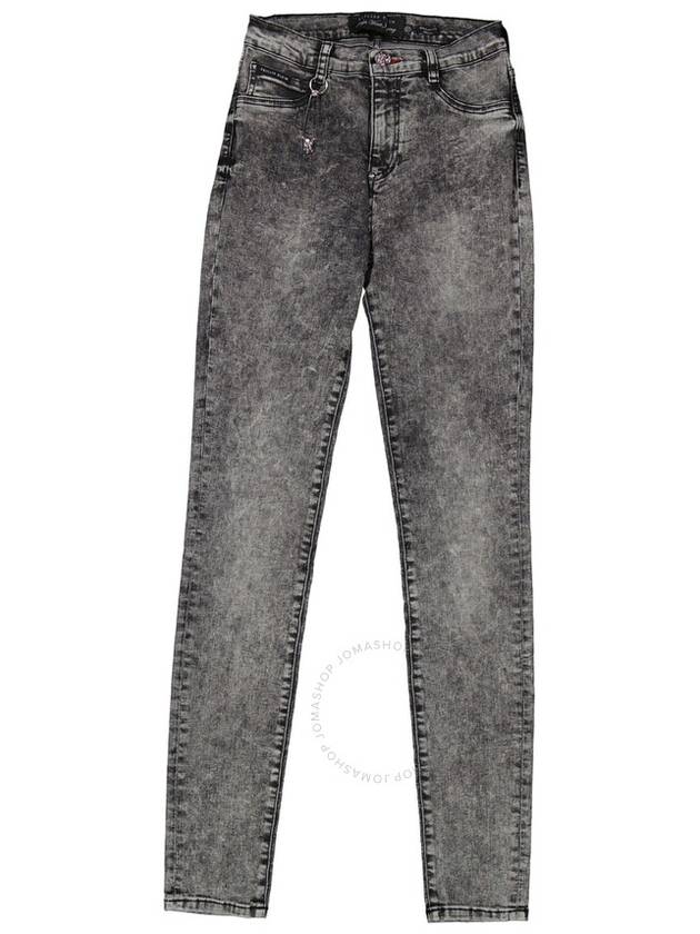 Philipp Plein Storm Grey High-Waist Cotton Jeggings, Waist Size 25" - PHILIPP PLEIN - BALAAN 1