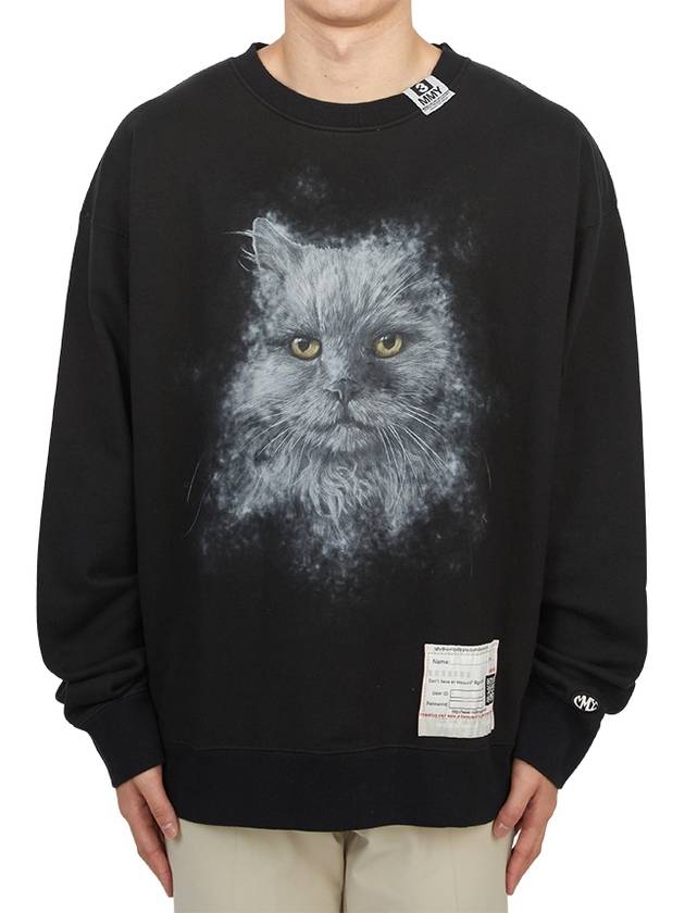 Men's Cat Print Sweatshirt Black - MIHARA YASUHIRO - BALAAN 1