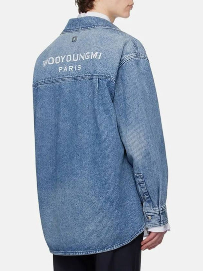 Back Logo Corduroy Denim Long Sleeve Shirt Blue - WOOYOUNGMI - BALAAN 2