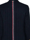 Tricolor Stripe Tweed Single Breasted Jacket Navy - THOM BROWNE - BALAAN 4