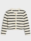 Stripe Cropped Cardigan Black Ecru - CELINE - BALAAN 2