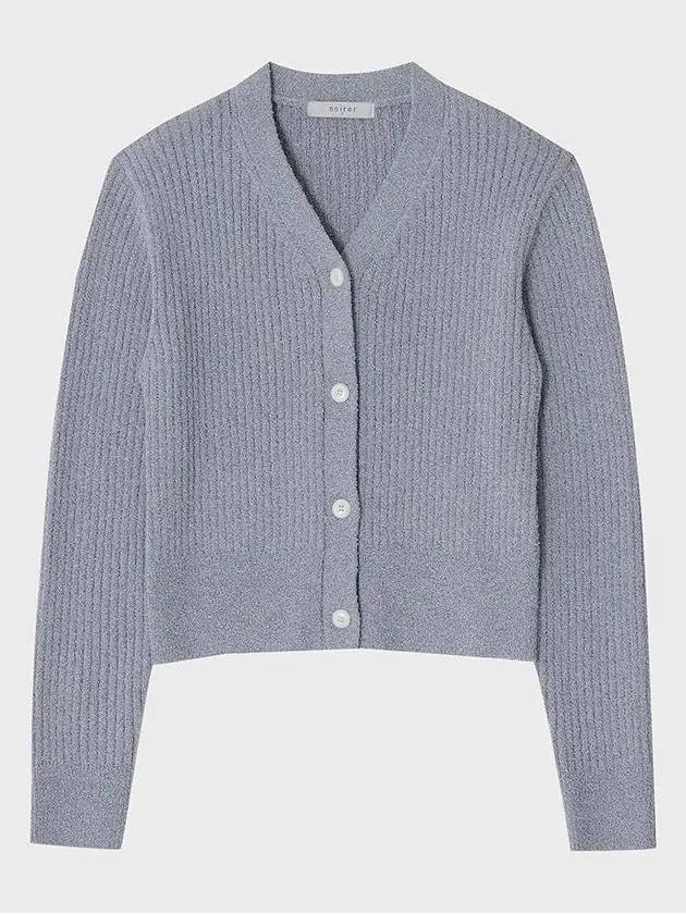 Boucle ribbed crop cardigan sky blue - NOIRER FOR WOMEN - BALAAN 3