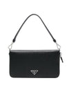 Triangle Logo Saffiano Document Shoulder Bag Black - PRADA - BALAAN 1