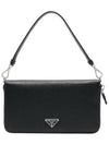 triangle logo saffiano document shoulder bag black - PRADA - BALAAN 1