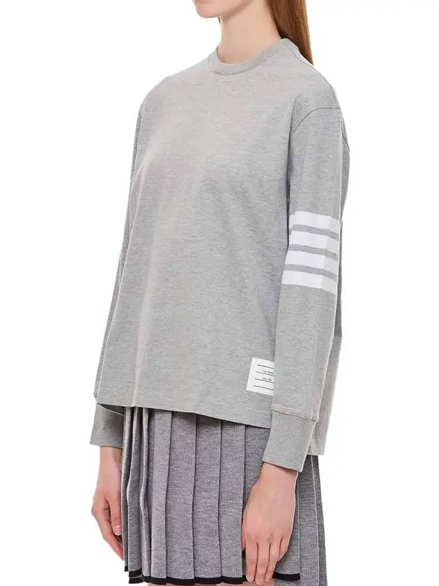 Engineered 4 Bar Medium Weight Jersey Oversized Long Sleeved T-Shirt Light Grey - THOM BROWNE - BALAAN 3